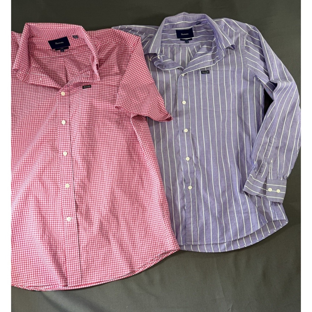 Façonnable Club Men's M Purple/White& Red Cotton Button Up bundle